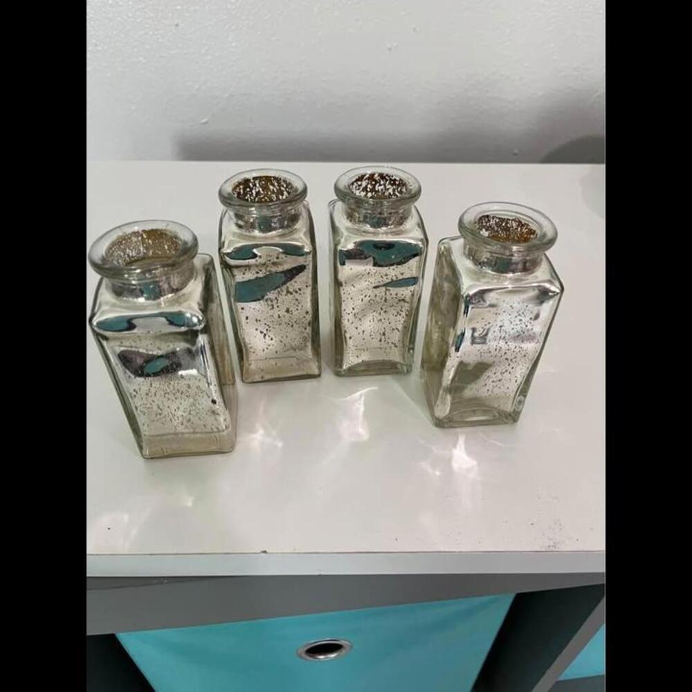 Mercury Glass Small Bottles Bud Vases